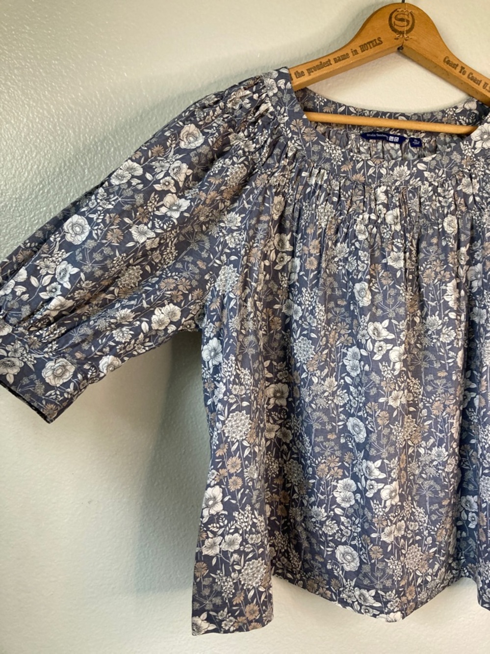 Studio Sanderson Uniqlo Botanical Floral Print Top Blouse Cottagecore Peasant XL - Picture 2 of 11